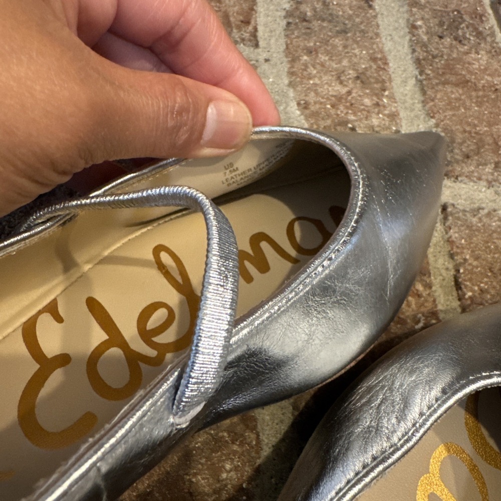 Sam Edelman Nesta Women's Silver Pointed Toe Mary Jane Flats Size 7.5 #513 - Picture 10 of 16